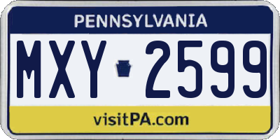 PA license plate MXY2599