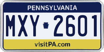 PA license plate MXY2601