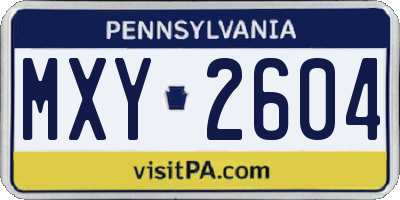 PA license plate MXY2604