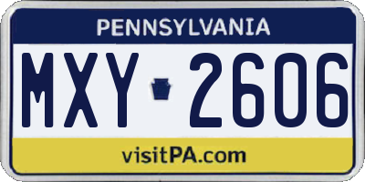 PA license plate MXY2606