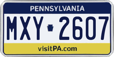 PA license plate MXY2607