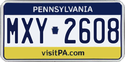 PA license plate MXY2608