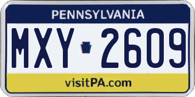 PA license plate MXY2609