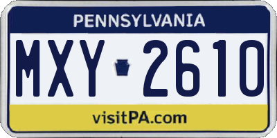 PA license plate MXY2610