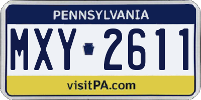 PA license plate MXY2611