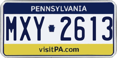 PA license plate MXY2613
