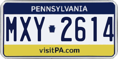 PA license plate MXY2614