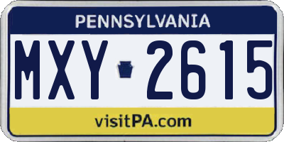 PA license plate MXY2615
