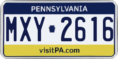 PA license plate MXY2616