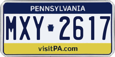PA license plate MXY2617