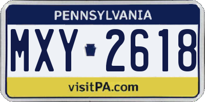 PA license plate MXY2618