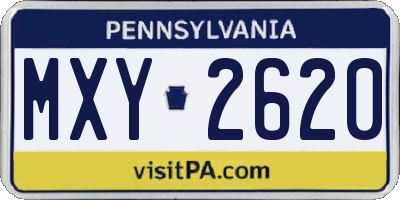 PA license plate MXY2620