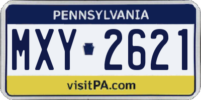 PA license plate MXY2621