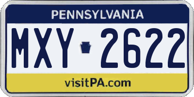 PA license plate MXY2622