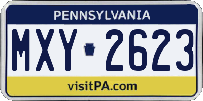 PA license plate MXY2623