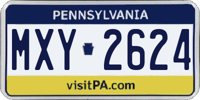 PA license plate MXY2624