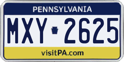 PA license plate MXY2625