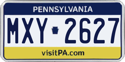 PA license plate MXY2627
