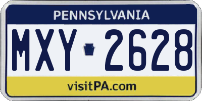 PA license plate MXY2628