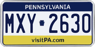 PA license plate MXY2630