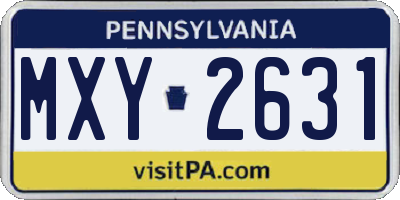 PA license plate MXY2631