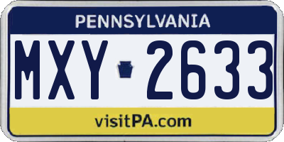 PA license plate MXY2633