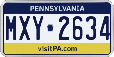 PA license plate MXY2634