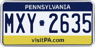 PA license plate MXY2635