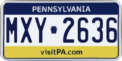PA license plate MXY2636