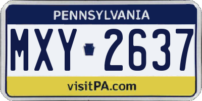PA license plate MXY2637