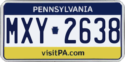 PA license plate MXY2638