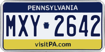 PA license plate MXY2642