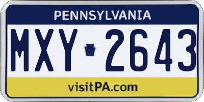 PA license plate MXY2643