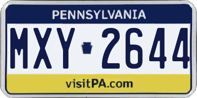 PA license plate MXY2644