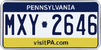 PA license plate MXY2646
