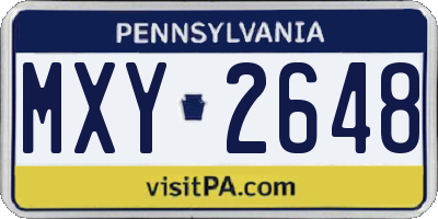 PA license plate MXY2648