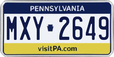 PA license plate MXY2649