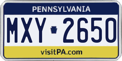 PA license plate MXY2650