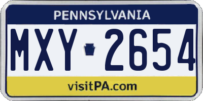 PA license plate MXY2654