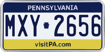 PA license plate MXY2656