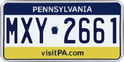 PA license plate MXY2661