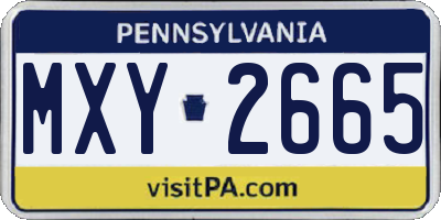 PA license plate MXY2665