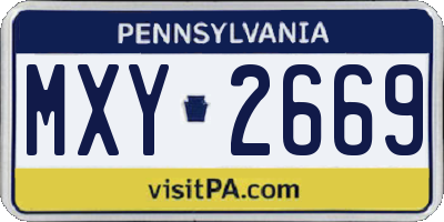 PA license plate MXY2669