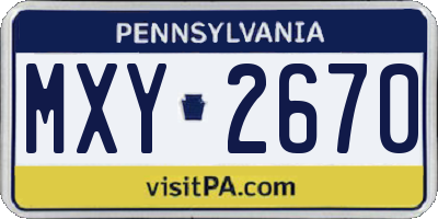 PA license plate MXY2670