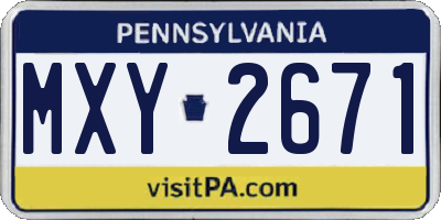 PA license plate MXY2671