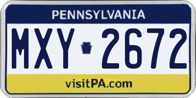 PA license plate MXY2672