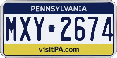 PA license plate MXY2674