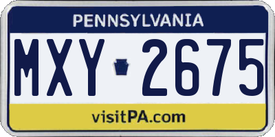 PA license plate MXY2675
