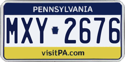 PA license plate MXY2676