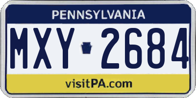 PA license plate MXY2684
